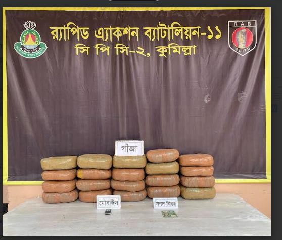 র‌্যাব-১১, সিপিসি-২ এর অভিযানে ৪০ কেজি গাঁজা’সহ ৩ জন মাদক ব্যবসায়ী গ্রেফতার