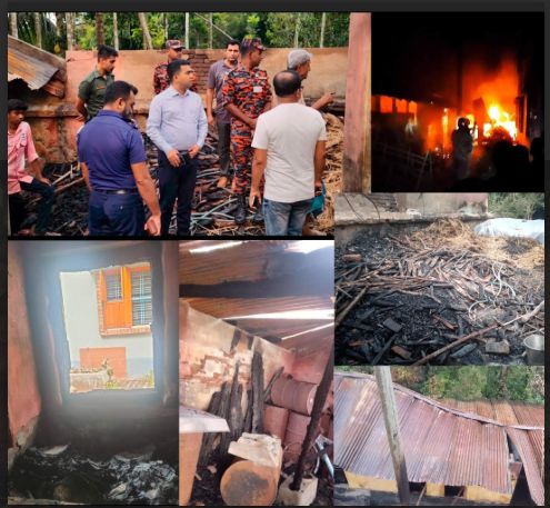 ঝিনাইদহ কালীগঞ্জে লেখক ও নাট্যশিল্পীর বাড়িতে আগুন