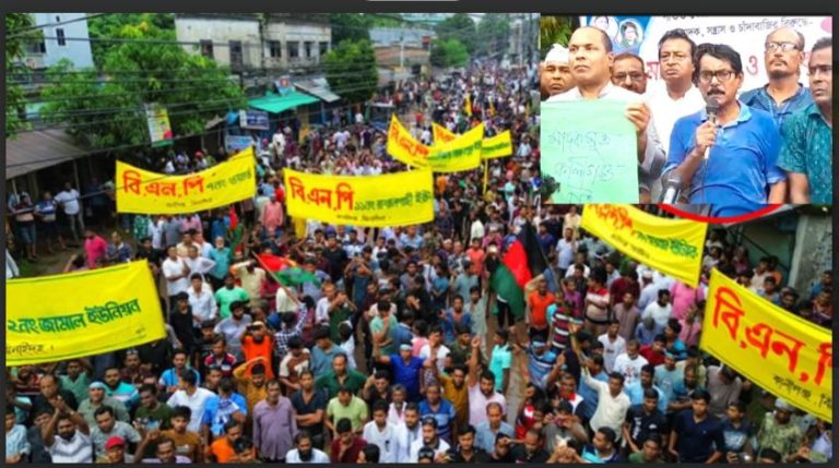 মাদক, সন্ত্রাস ও চাঁদাবাজ ধর্ষণের বিরুদ্ধে  কালীগঞ্জে বিএনপির বিক্ষোভ মিছিল ও সমাবেশ